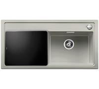 BLANCO 520618 Zenar XL 6 S Silgranit PuraDur Évier de Cuisine avec Planche à découper en Verre Gris Perle Bac à Droite, 60 cm Unterschrank-Becken rechts