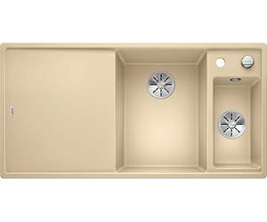 BLANCO 523468 Axia III 6 S 6 S SILGRANIT PuraDur avec télécommande d'écoulement, planche à découper en bois + Bac à droite, champagne