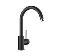 BLANCO 526145 Mida Robinet d'évier de Cuisine en Granit Bec Fixe Mida-Noir-526145, Silgranite Noir, Hochdruck