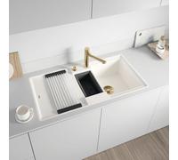 BLANCO ADIRA 6 S-F, SILGRANIT blanc, type d'encastrement : affleurant, réversible, avec commande d'évacuation, avec accessoires, grand bac et surface facile à nettoyer