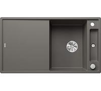 BLANCO AXIA III 5 S SILGRANIT Gris volcanique, Type de montage : encastrement par le haut, réversible, avec planche à découper en bois, meuble bas de 50 cm, planche à découper coulissante, plateau