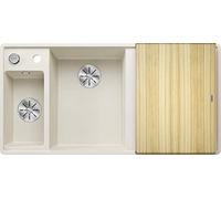 BLANCO AXIA III 6 S-F 527047, SILGRANIT BLANC SOFT BAIN GAUCHE AVEC Planche à découper en bois