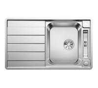 BLANCO Axis III 45 S-IF - evier - Inox lisse - 1 cuve - reversible - vidage auto - siphon inclus - planche en verre
