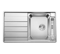 BLANCO Axis III 45 S-IF - évier - Inox lisse - 1 cuve - réversible - vidage auto - siphon inclus - planche en verre