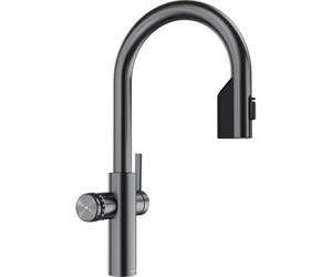 BLANCO CHOICE Icona-C Robinet de cuisine tout-en-un en acier satiné foncé sans unité de traitement de l'eau Choice.ALL Eau froide calme, moyenne, pétillante et bouillante 16 x 28,2 x 45,1 cm