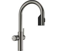 BLANCO CHOICE Icona-C Robinet de cuisine tout-en-un en satin platine sans unité de traitement de l'eau Choice.ALL Eau froide calme, moyenne, pétillante et bouillante 16 x 28,2 x 45,1 cm
