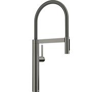 BLANCO CULINA-S II Robinet de cuisine, en acier satiné foncé, haute pression, avec tuyau extractible, changement de jet clair en douche, cartouche en céramique, qualité de l'eau sûre et économie d'eau