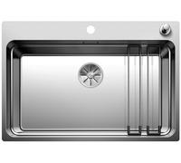 BLANCO ETAGON 700-IF/A - Évier de Cuisine en Inox pour Meubles Bas de 80 cm de Large - Avec Fond Plat IF et Plage de Robinetterie - Inox Finition Satinée - 524274