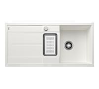 BLANCO METRA 6 S - Évier de Cuisine Rectangulaire en Granit pour Meubles Bas de 60 cm de Large - Égouttoir Intégré - SILGRANIT - Blanc - 513046