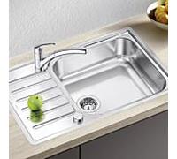 BLANCO LANTOS XL 6 S-IF Compact - Évier de Cuisine en Inox pour Meubles Bas de 60 cm de Large - Avec Fond Plat IF et Commande de Vidage Automatique - 523140