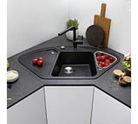 Blanco évier 523656 105,7 x 57,5 cm, PuraDur anthracite, télécommande de vidange avec commande rotative