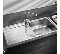 Blanco évier 525327 100 x 50 cm, Inox finition à la brosse, réversible, PushControl de drain télécommande