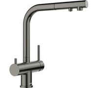 BLANCO Fontas-S II Filtre satiné acier foncé | Haute pression | Avec tuyau extractible | Clapet anti-retour | Cartouche en céramique | Qualité de l'eau sûre et économie d'eau | Le filtre est encore