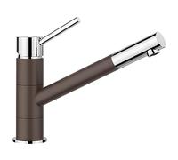 Blanco Robinet mitigeur monocommande de cuisine KANO – Bicolore, pivot 360° – Chrome/Marron 525033