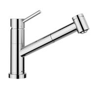 BLANCO KANO-S-F Vario Robinet de cuisine en chrome haute pression avec tuyau extractible Montage devant la fenêtre Cartouche en céramique avec douchette réglable pour un jet puissant