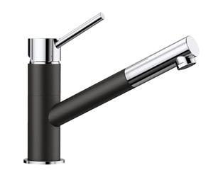 BLANCO KANO-S Robinet de cuisine en silgranit/chromé Haute pression Avec tuyau extractible Clapet anti-retour Cartouche en céramique Qualité de l'eau et économie d'eau 5,5 x 24,6 x 19,1 cm