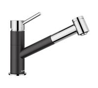 BLANCO KANO-S Vario Robinet de cuisine en argent/chrome Haute pression Avec tuyau extractible Clapet anti-retour Cartouche céramique Douchette réglable pour un jet puissant