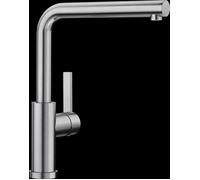 BLANCO LANORA-F Robinet de cuisine en acier inoxydable massif Haute pression Robinet de fenêtre à monter devant une fenêtre Cartouche en céramique Qualité d'eau garantie et économie d'eau