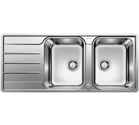 BLANCO LEMIS 8 S-IF - Évier Double Bac de Cuisine pour Meubles Bas de 80 cm de Large - Inox - Cuve à Fond Plat IF - 523037