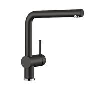 BLANCO LINUS Robinet de cuisine en silgranit noir haute pression Clapet anti-retour Cartouche en céramique Qualité de l'eau garantie et économie d'eau