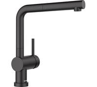 BLANCO LINUS-S-F Robinet de cuisine en noir mat - Haute pression - Avec tuyau extensible - Robinet de fenêtre pour montage devant une fenêtre - Qualité de l'eau et économie d'eau - 11 x 26,6 x 28,4 cm