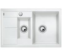 BLANCO METRA 6 S Compact - Évier de Cuisine Rectangulaire en Granit pour Meubles Bas de 60 cm de Large - Avec Bac Supplémentaire et Égouttoir Réduit - SILGRANIT - Blanc - 513468