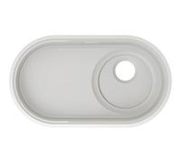 BLANCO OOVALON 700-U Évier de cuisine en Velgranit Cloud White, bac design ovale, couvercle d'écoulement CapFlow, écoulement décalé pour plus d'espace, facile d'entretien et résistant, évier de