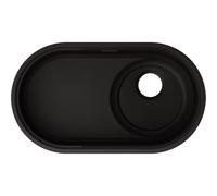 BLANCO OOVALON 700-U Évier de cuisine en Velgranit Mystic Black - Design ovale - Couvercle d'écoulement CapFlow - Évacuation décalée pour plus d'espace - Facile d'entretien et résistant - Évier de