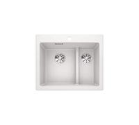 BLANCO PLEON 6 Split | Évier en granit blanc en SILGRANIT | Installation par le haut | Bac principal à gauche | Pour armoires inférieures de 60 cm de large | Concept Split : pont de bassin abaissé |