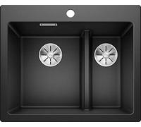 BLANCO PLEON 6 Split | Évier en granit SILGRANIT anthracite | Montage en haut | Bac principal à gauche | Pour armoires inférieures de 60 cm de large | Concept Split : pont de bassin abaissé | Sans