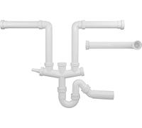 BLANCO Raccord de bassin avec siphon de sortie 50 mm pour l'installation de 2 bacs avec valves de 3 ½" ou 1 bac avec vanne à panier de 3 ½" et un goutteur avec valve de 1 ½"