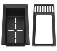 BLANCO Sink Drainer 2 en 1 | Plastique gris noir | Combinaison de cadre et de bac résiduel multifonction avec égouttoir intégré | Utilisation avec tous les éviers Silgranit (40 cm de profondeur)