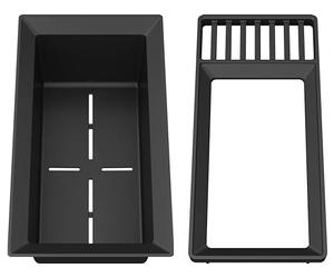 BLANCO Sink Drainer 2 en 1 | Plastique gris noir | Combinaison de cadre et de bac résiduel multifonction avec égouttoir intégré | Utilisation avec tous les éviers Silgranit (40 cm de profondeur)