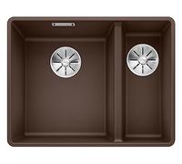 BLANCO SUBLINE 340/160-F - Évier de Cuisine Double Affleurant Pour Meubles Bas de 60 cm de Large - SILGRANIT - Marron - 523573