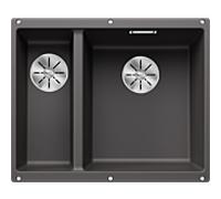 BLANCO SUBLINE 340/160-U - Évier de Cuisine Double Sous Plan pour Meubles Bas de 60 cm de Large - SILGRANIT - Gris - 523559