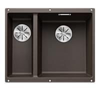 BLANCO SUBLINE 340/160-U - Évier de Cuisine Double Sous Plan pour Meubles Bas de 60 cm de Large - SILGRANIT - Marron - 523567