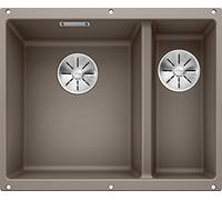 BLANCO SUBLINE 340/160-U - Évier de Cuisine Double Sous Plan pour Meubles Bas de 60 cm de Large - SILGRANIT - Marron - 523556