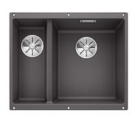 BLANCO SUBLINE 340/160-U - Évier de Cuisine Double Sous Plan pour Meubles Bas de 60 cm de Large - SILGRANIT - Gris - 523559