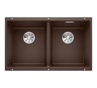 BLANCO SUBLINE 350/350-U - Évier de Cuisine Double Sous Plan pour Meubles Bas de 80 cm de Large - SILGRANIT - Marron - 523583