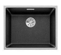 BLANCO SUBLINE 500-IF SteelFrame Évier en granit anthracite en silgranit anthracite - Montage encastré en haut et sur surface - Pour armoires inférieures de 60 cm de large - Cadre en acier inoxydable