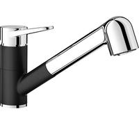 BLANCO WEGA-S II Robinet de cuisine en silgranit/chromé Haute pression Avec tuyau extractible Clapet anti-retour Cartouche céramique Qualité de l'eau garantie et économie d'eau