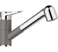 BLANCO WEGA-S II Robinet de cuisine, gris volcanique/chromé, haute pression, avec tuyau extractible, clapet anti-retour, cartouche en céramique, qualité de l'eau sûre et économe en eau