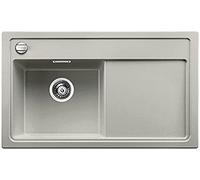 BLANCO Zenar 45 S 520616 Évier de cuisine en granit Silgranit PuraDur avec planche à découper en bois, évier à gauche, 1 pièce, gris perle