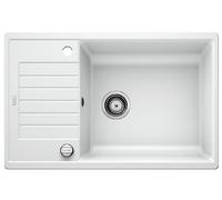 BLANCO ZIA XL 6 S Compact - Évier de Cuisine Rectangulaire en Granit pour Meubles Bas de 60 cm de Large - avec Cuve XL et Égouttoir Raccourci - SILGRANIT - Blanc - 523267