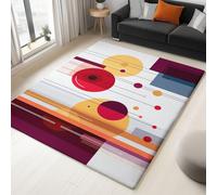BlancTapis Salon 140 x 200 cm, Abstrait Géométrique Simple Circulaire Lavable en Machine Tapis Antidérapant à Poils Courts - Facile à Entretenir pour Salon Salle à Manger Bureau à Domicile
