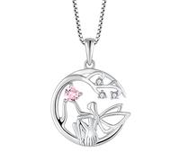 Blaniy Collier ange gardien pour femme en argent sterling 925 - Collier arbre de vie avec pierre de naissance créée en pierre précieuse - Bijoux cadeaux pour femmes et filles, Zircone cubique, Zircone
