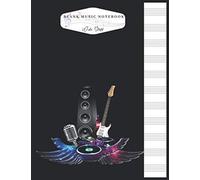 Blank Music Notebook Wide Staff: Flying Acoustic Guitar Music Music Writing Notebook For Kids Girls Men Or Women And Teacher Blank Sheet With Wide Staff Paper For Writing Manuscripts Marble Size 8.5in