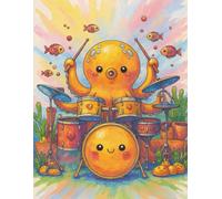 BLANK Musical Notebook - Animal Orchestra - Octopus with Drums: 8.5 x 11", 100 pages, 6 staves per page
