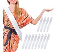 Blank Satin Sashes,Echarpe Miss Personnalisable,Écharpe Anniversaire,12 Pièces Écharpes Blanches Vierges en Satin,Blanc Satin Sashécharpe Remise Diplôme,Echarpe,Anniversaire,Echarpe Futur Marié Homme