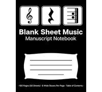 Blank Sheet Music Manuscript Notebook: Music Composition Book For Music Students & Music Teachers; Play Rest Repeat Treble Clef Cover Design